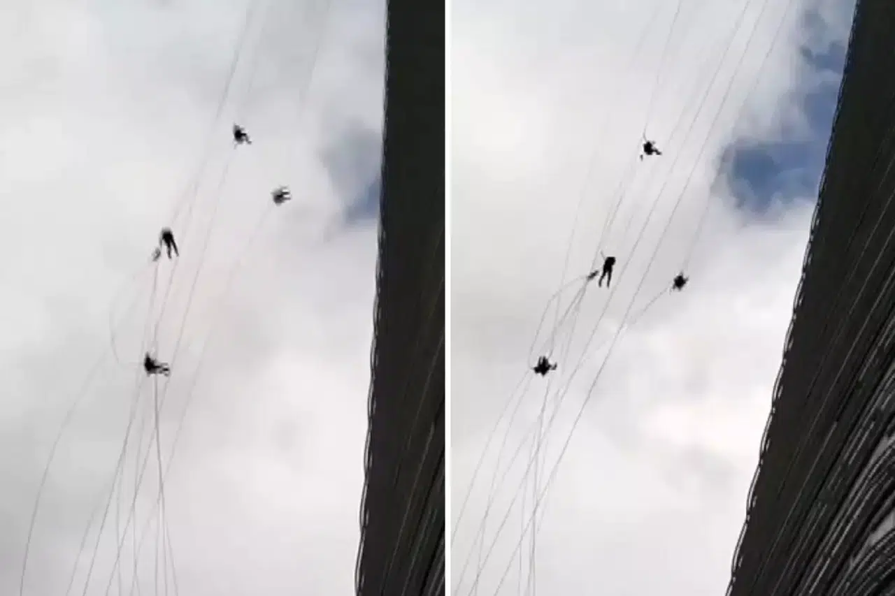 Ümraniye'de Fırtına Altında Cam Temizleyen İşçiler Zor Anlar Yaşadı