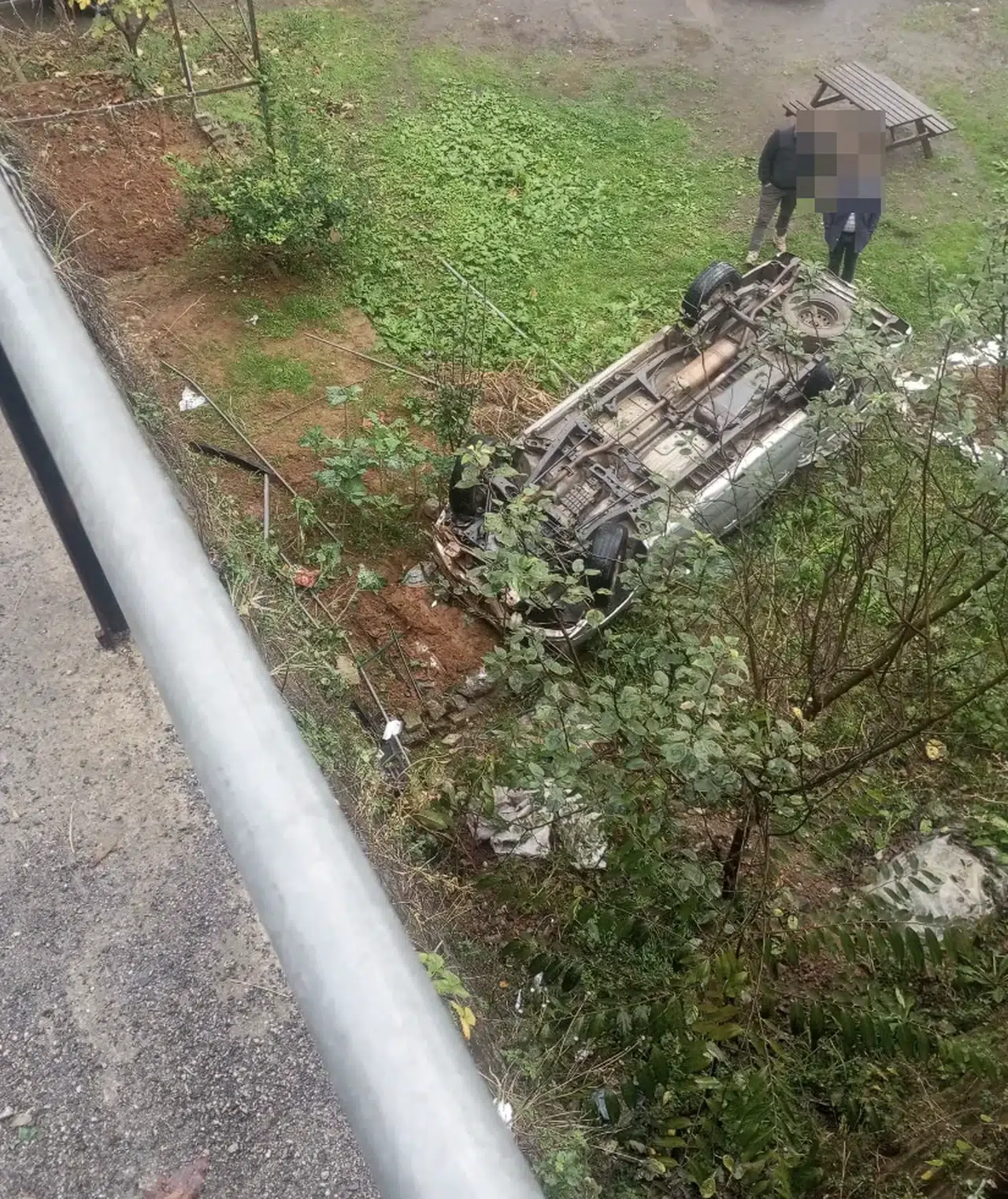 Pelitli TOKİ'de Fren Arızası Nedeniyle Araç Yüksekten Düştü