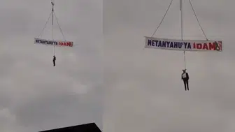 Trabzon'da Netanyahu'ya Karşı Özgün Bir Protesto: Maketle Dikkat Çekti