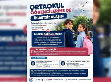Trabzon'da Ortaokul Öğrencilerine Ücretsiz Toplu Taşıma Hakkı Tanındı