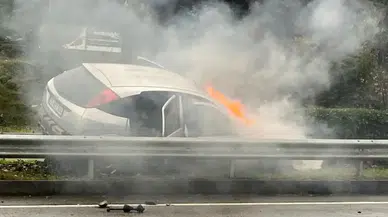 Giresun'da Kaza: Sürücünün Kontrolü Kaybetmesiyle Araç Alev Aldı