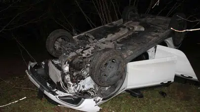 Samsun'da Fındık Bahçesine Devrilen Otomobilde 2 Kişi Yaralandı