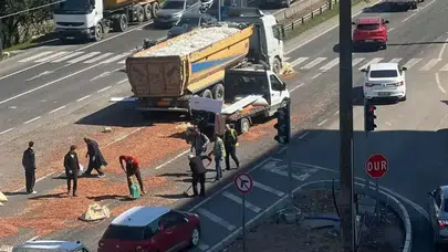 Fatsa'da Fındık Yüklü Kamyonetle Tır Çarpıştı, Yollar Trafiğe Kapandı
