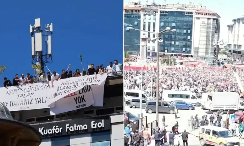 Rize'deki CHP Mitinginde Gergin Anlar: Pankart Açan Grup Panik Yarattı