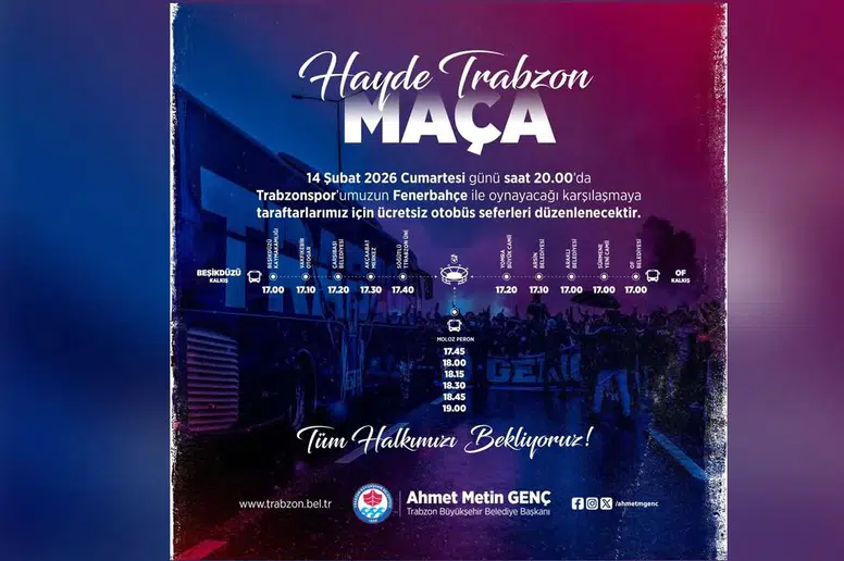 Trabzon'da Taraftara Ücretsiz Ulaşım ve Otopark Hizmeti!